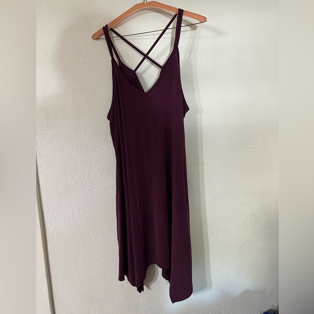 Mudd Dress Burgundy Modal Blend Spaghetti Straps V-Neck  Sharkbite Hem Size XL